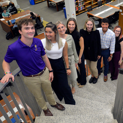 Students attending a job fair in the Law Library