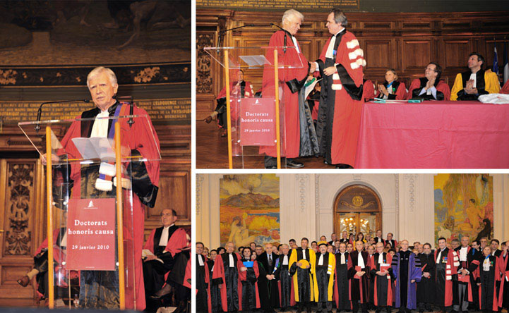 A collage of photos with people in graduation robes