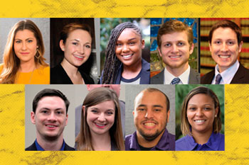 headshot photos of 9 LSU Law students