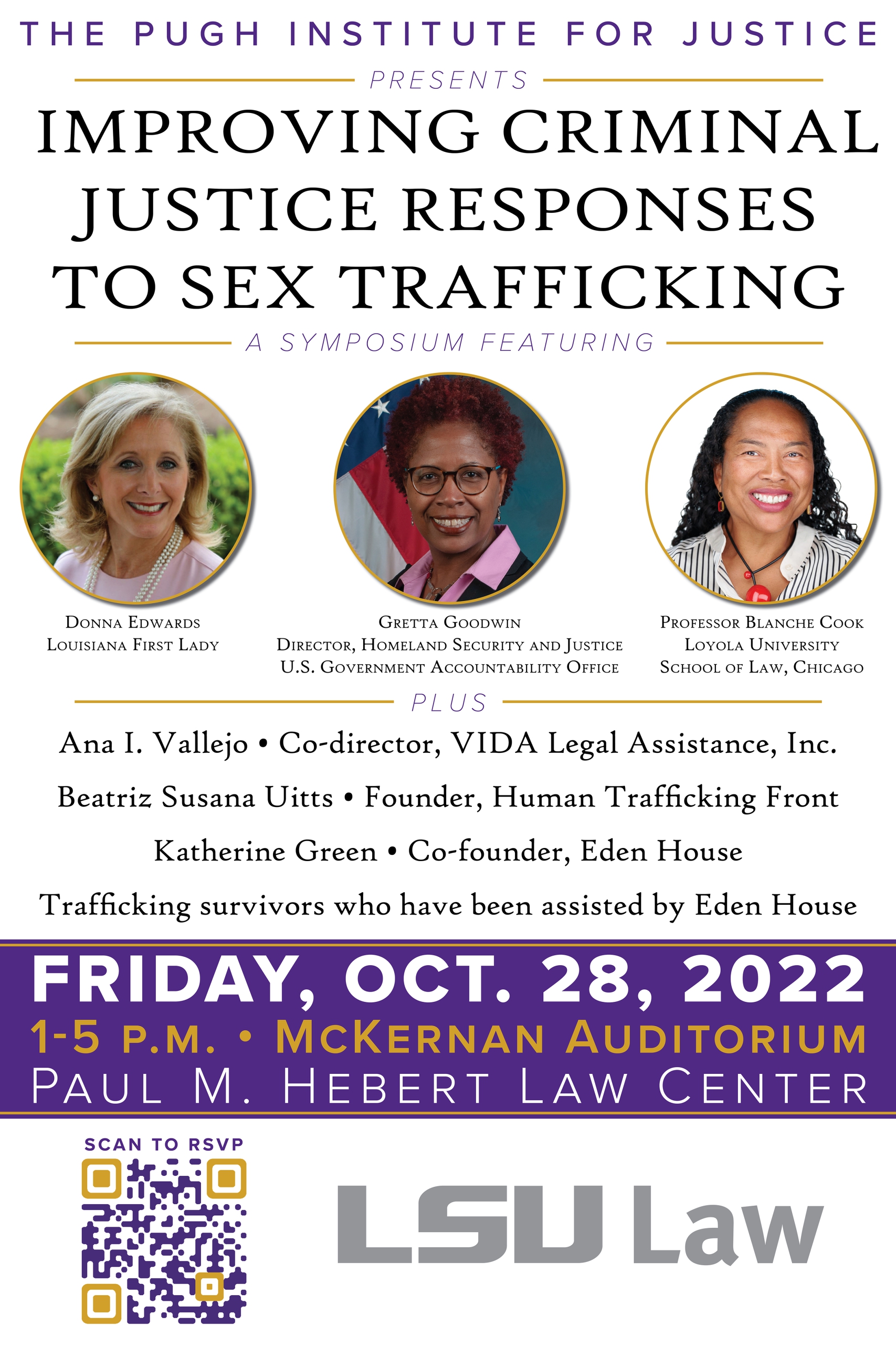 Louisiana First Lady Donna Edwards to join legal scholars, trafficking  survivors, and service providers at “Improving Criminal Justice Responses  to Sex Trafficking” symposium at LSU Law on Friday, Oct. 28