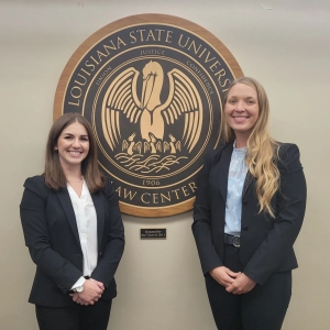 Second-year LSU Law students Haley Grieshaber (left) and Allison Adger won the 2022 Robert Lee Tullis Moot Court Competition on Monday, Oct. 17.
