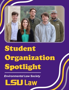 2023-24 Environmental Law Society officers include, from left to right, Jackson De Gruy, Grace Mobley, Joe Kherli, Hunter Ryan, and Michael Beck. 